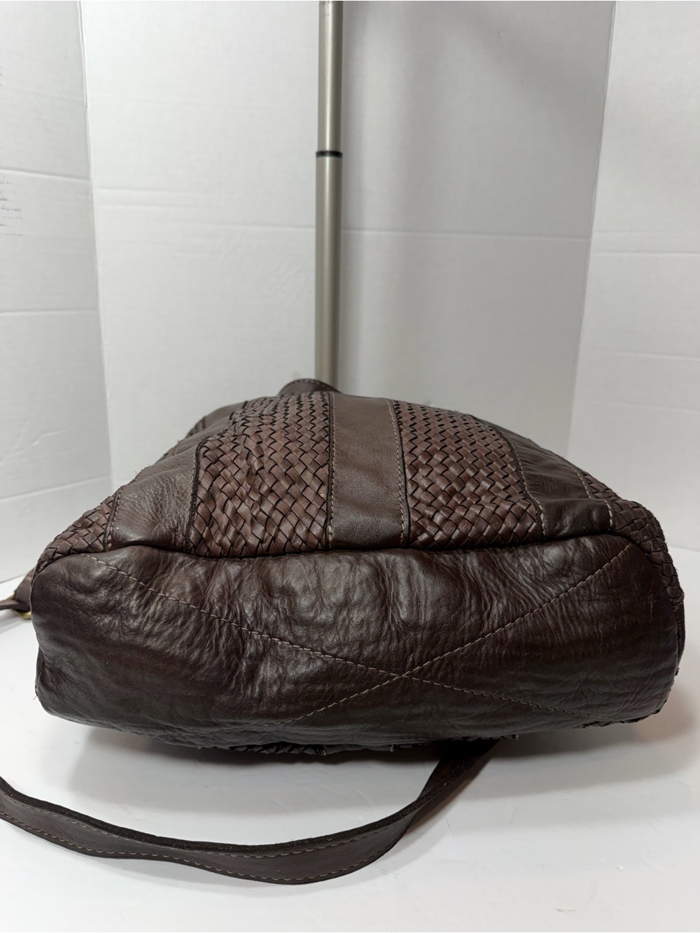 Sundance Catalog “Olya” Leather Woven Purse Bag  Crossbody Chocolate Brown - Picture 5 of 6